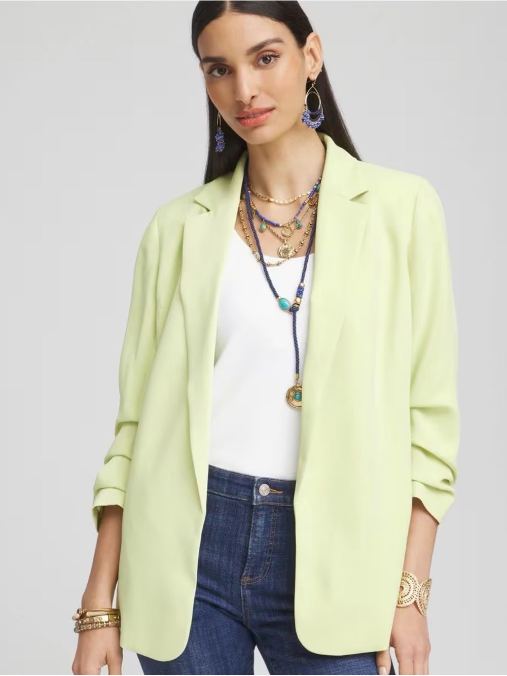 Chico's Lemon-Lime Tailored Blazer Medium